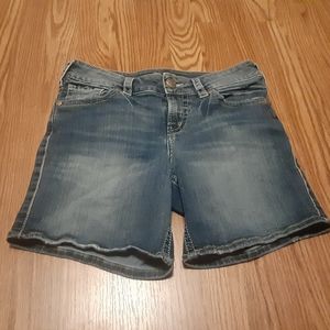 Silver Jeans Distressed Blue Denim Shorts